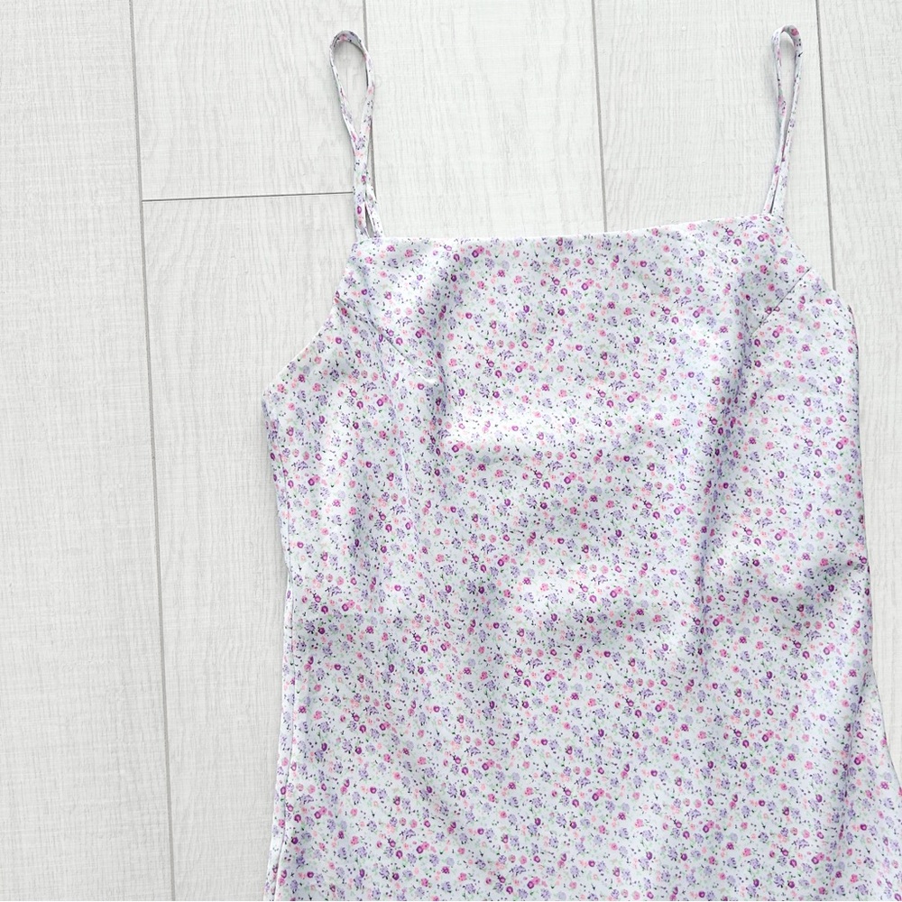 Princess Polly lilac floral satin mini slip dress - Picture 3 of 13